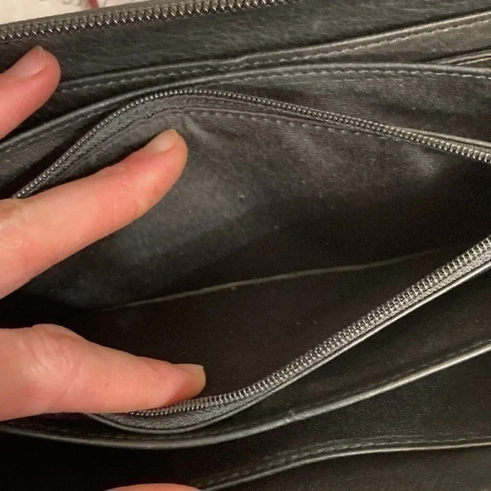 Levenger studded zipper clutch wristlet walker